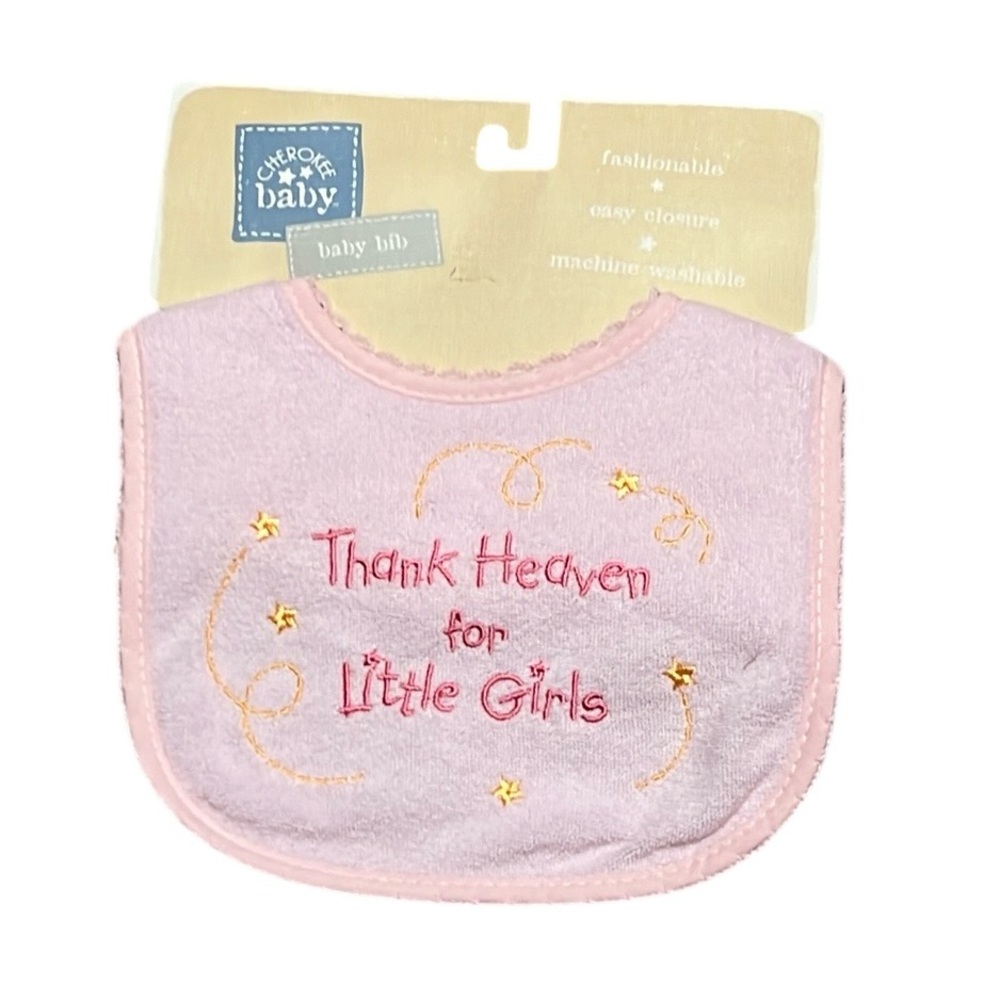 Vintage Cherokee Baby Embroidered Pink Bib